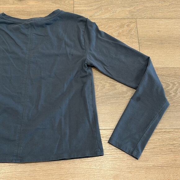 ATHLETA‎ Blue Gray Essential V Neck Cotton Casual Long Sleeve Shirt Top Size XXS - Picture 6 of 12